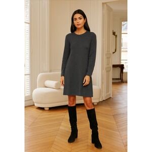 Michael Kors Gray Long Sleeve Knit Wool Blend Sweater Dress Women's Medium